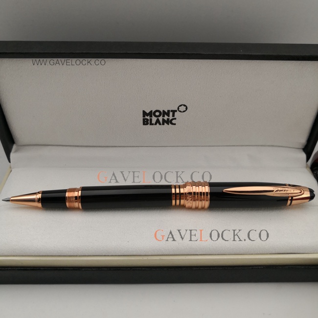 Copy Mont blanc JFK Pen Black and Rose Gold Rollerball Pen
